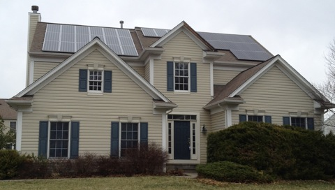 House roof with solar panels